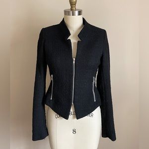Black Tweed Jacket with Exposed Zippers Size M